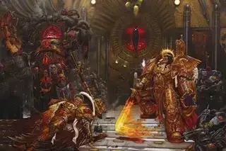 Kaisar berhadapan dengan Horus selama Horus Heresy