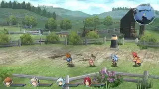 Melhores JRPGs – O grupo do jogador percorre prados verdejantes em The Legend of Heroes: Trails from Zero.