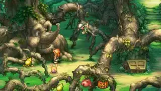 بہترین JRPGs - Legend of Mana کے دوبارہ تیار کردہ PC remaster میں کھلاڑی کو دوستانہ چہرے والے درخت کا سامنا کرنا پڑتا ہے۔