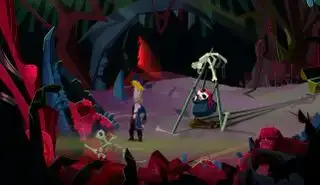 Guybrush bazı iskeletleri araştırıyor