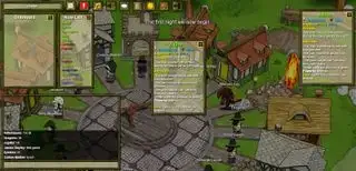 Beste Browsergames: Town of Salem – Menschen auf einem Stadtplatz mit einem Häuserring