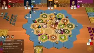 Beste Browsergames: Catan Online – Brettspielfiguren auf einem virtuellen Desktop