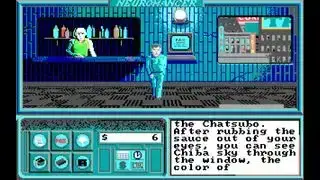 Un hacker si sveglia in un bar in Neuromancer, uno dei migliori giochi cyberpunk