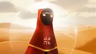 Journey - 砂漠に立つフードをかぶったキャラクター