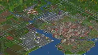 最佳免费 Steam 游戏 - 来自运输游戏 OpenTTD 的火车和村庄的图像