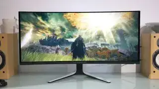 Obrázok Alienware 34-palcový AW3423DW na stole.