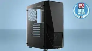 Pinakamahusay na gaming PC build guide case sa makulay na background.