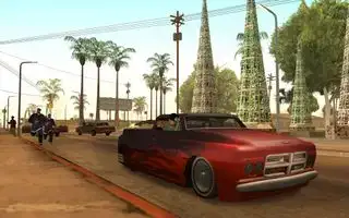 Một chiếc ô tô được sơn ngọn lửa trong GTA: San Andreas