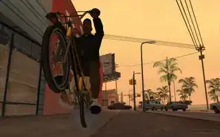 CJ fietst in GTA: San Andreas