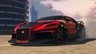 Greitas automobilis, skleidžiantis padangų dūmus GTA Online.