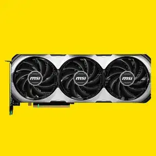 MSI RTX 4070 Ti Super dengan latar belakang kuning