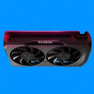 நீல பின்னணியில் AMD RX 7600