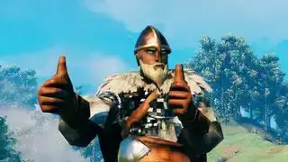 Valheim Viking giơ ngón tay cái lên