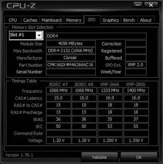 Una captura de pantalla de CPU-Z