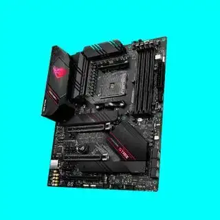 Игровая материнская плата Asus ROG Strix B550-E на синем фоне