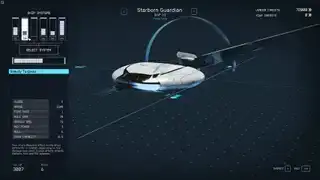 Безкоштовне судно Starfield Starborn Guardian із відображенням його перебування