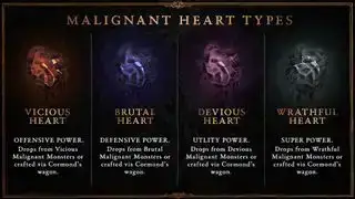 Infográfico com quatro itens e descrições do Malignant Heart