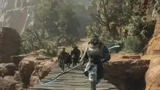 Un grupo corriendo por un puente.