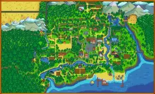 Stardew Valley mod - Stardew Valley Udvidet kort, der viser en større spilverden