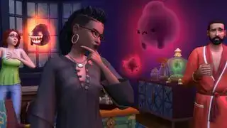 Înșelătorii Sims 4 - un Sim se gândește la un spirit trist înfricoșător