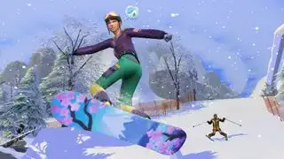 The Sims 4 fusk - en sim gör ett snowboardtrick