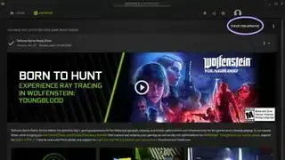 Snimka zaslona Nvidia GeForce korisničkog sučelja.