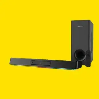 Creative Sound Blaster Katana V2 su sfondo giallo