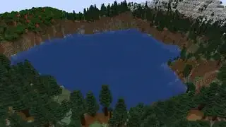 Semi di Minecraft: un pittoresco lago di montagna circondato da alberi