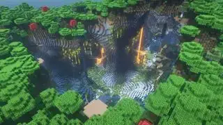 Minecraft 种子 - 黑暗森林中暴露的茂密洞穴系统