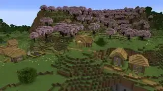 Benih Minecraft - sebuah desa kecil yang berbatasan dengan hutan bunga sakura