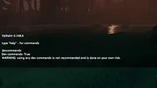 Astuces Valheim – une capture d'écran de la console de commande de développement de Valheim