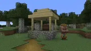 Balíky textúr Minecraft - Balíček Depixel predvádzajúci studňu a dedinčana