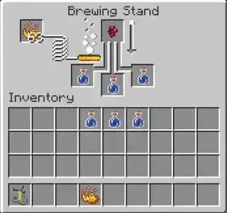 Poções do Minecraft - a interface do Brewing Stand para fazer poções do Minecraft