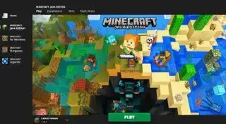 preuzmi Minecraft pokretač - sučelje pokretača koje prikazuje glavni zaslon Minecraft Java s opcijama za