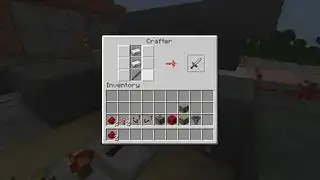 „Minecraft 1.21“ atnaujinimas – „Crafter“ bloko sąsaja, rodanti jos inventorių ir geležinio kardo receptą