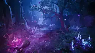 Area baru di The Forgotten Kingdom, DLC baru di Remnant 2: Hutan indah dan hijau bermandikan cahaya warna-warni.