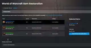 Wiederherstellung von WoW-Gegenständen